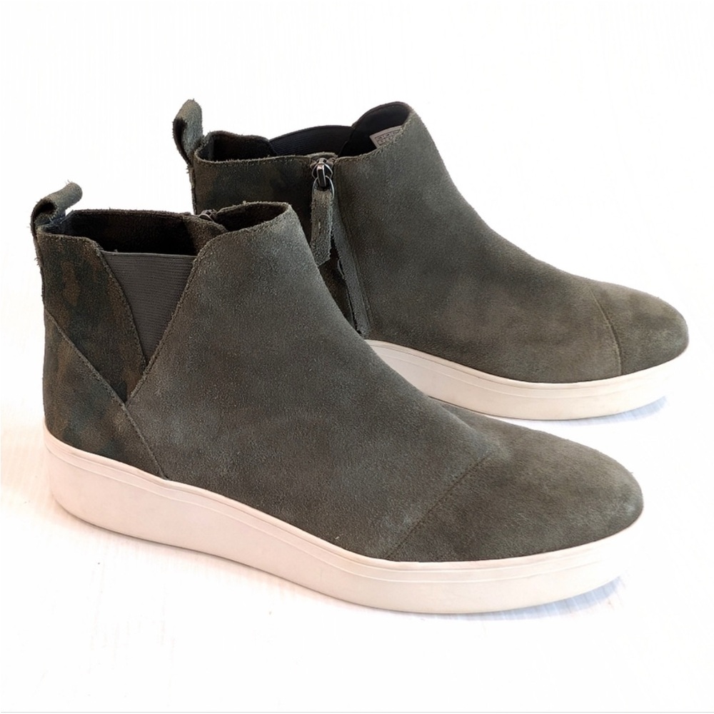 Toms Platforms Olive Camo Suede Sneakers Ankle Booties Shoes  Sz 9.5 Wide